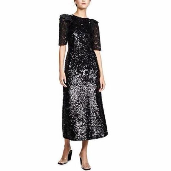 Sea New York Dresses & Skirts - Sea New York Black Sequin Gown with Sleeves!